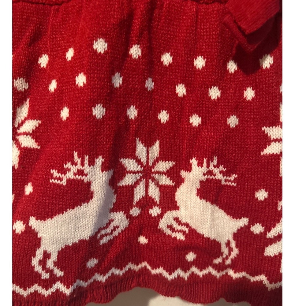 2-Hip Kids Red Cable Knit Reindeer Snowflake Christmas Sweater Dress Size 6 - Picture 2 of 8